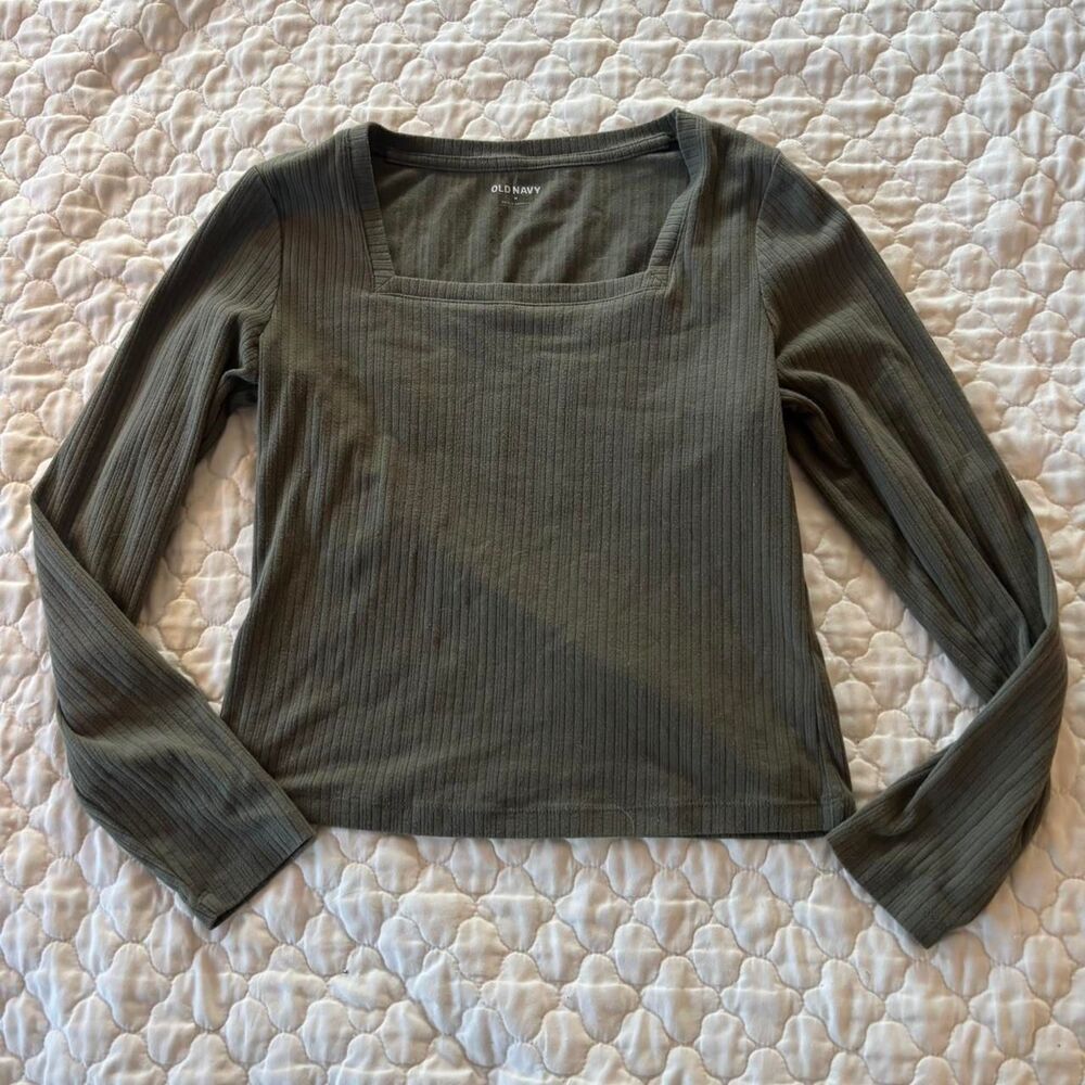Old Navy Women’s Green Long Sleeve Square Neck Top Size L